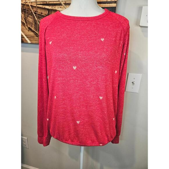 Buffalo David Bitton Tops - Buffalo David Bitton Oversized Heart Print Red Pullover Sweatshirt